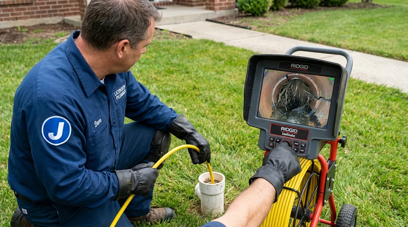 Sewer camera inspection being performed by Johns Plumbing LLC in Princeton